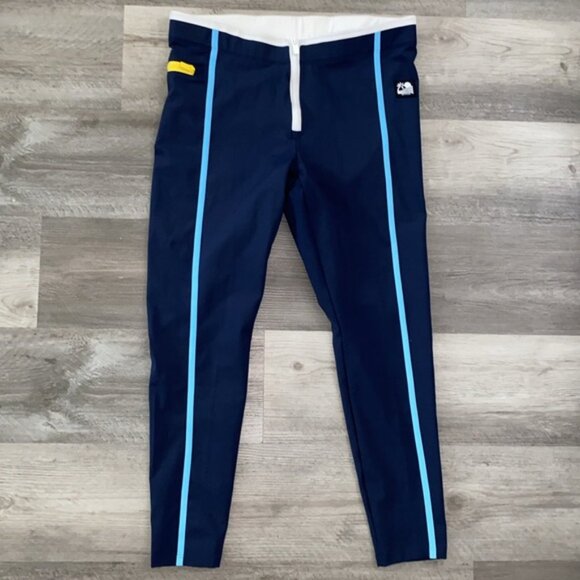 NB x STAUD Collab Pants 26.5" Legging Womens Large Blue Zipper Closure Striped - Picture 1 of 12